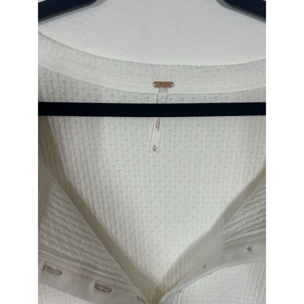 Free People Quinn Knit Top Ivory Women XL Cotton Blend Comfort Beach Summer - Picture 4 of 8